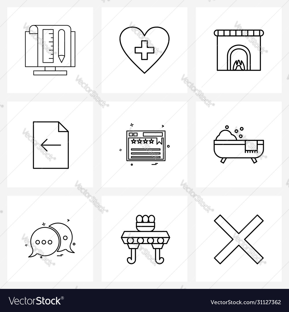 Modern style set 9 line pictograph grid based