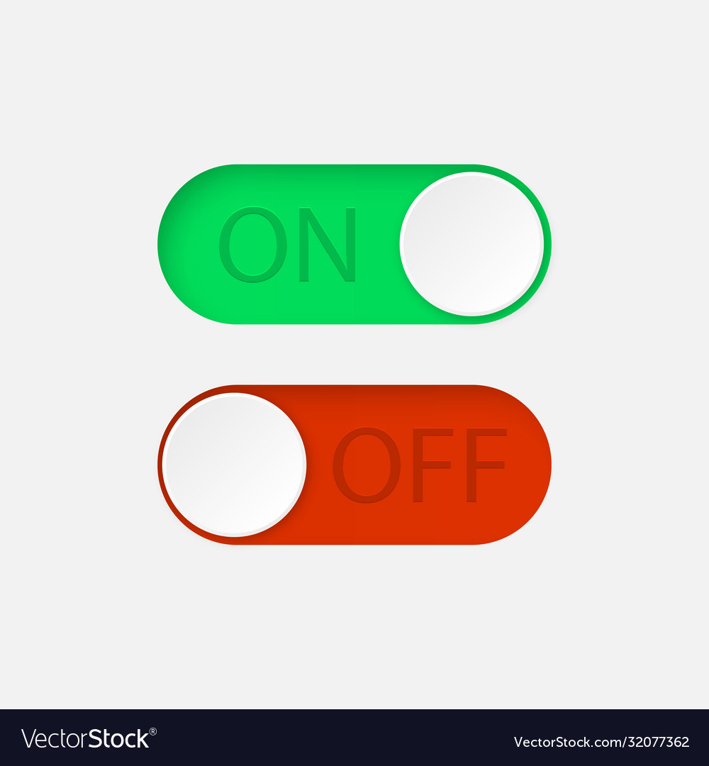 On and off toggle switch buttons vector image On and off toggle switch buttons