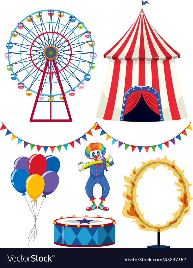 Set of circus element on white background