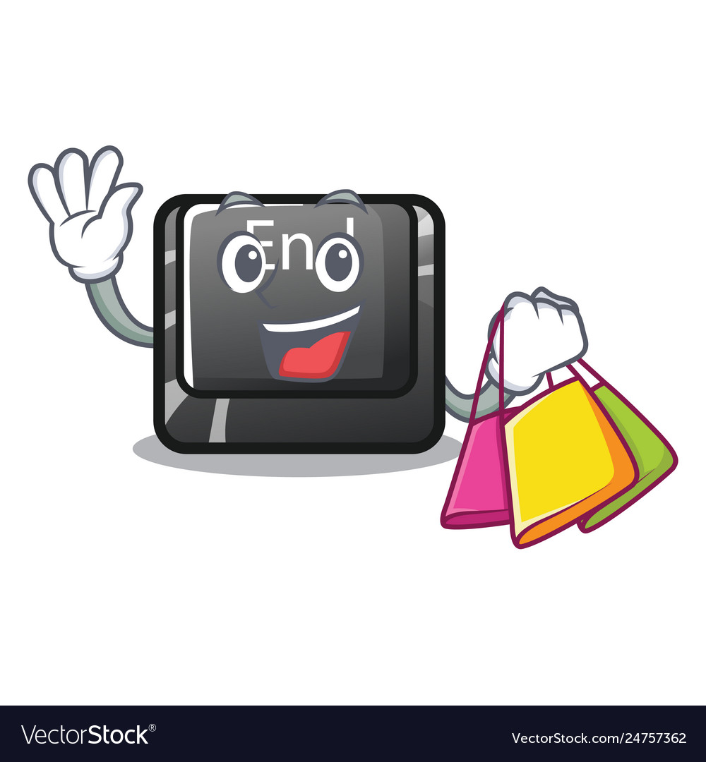 Shopping button end in shape character vector image Shopping button end in shape character