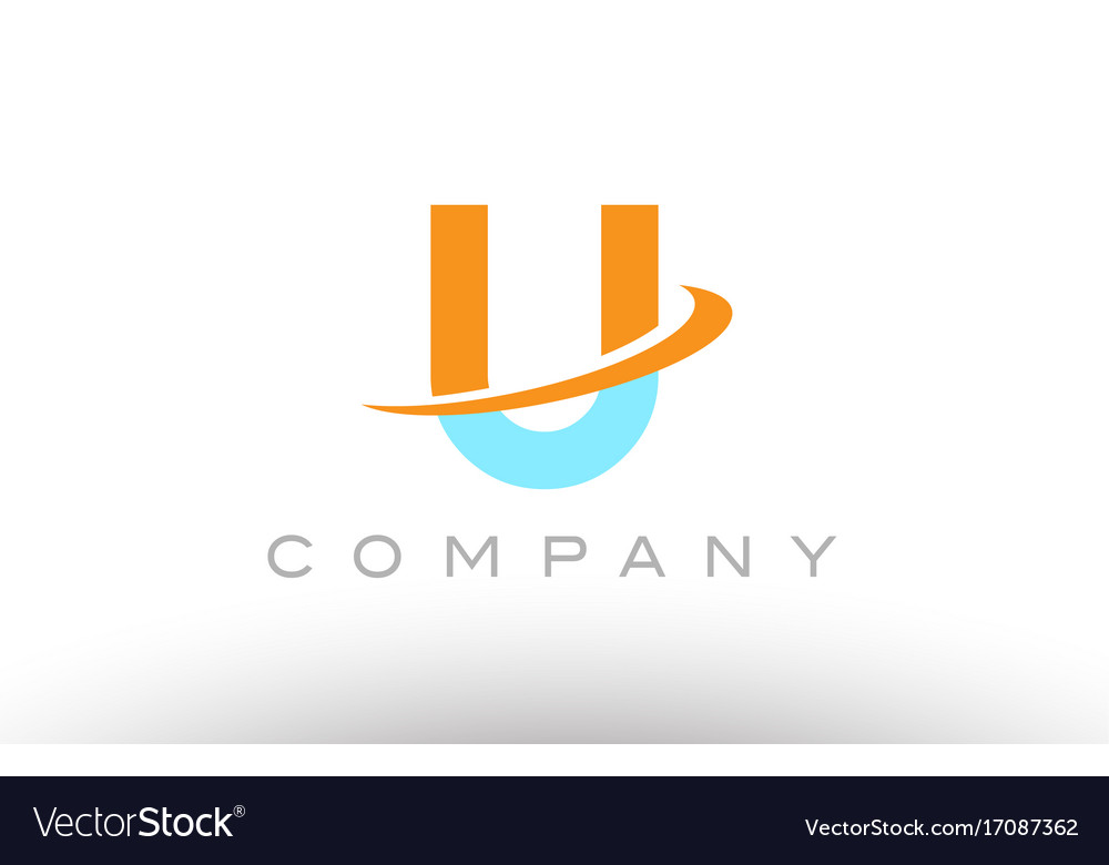 U orange blue logo icon alphabet design