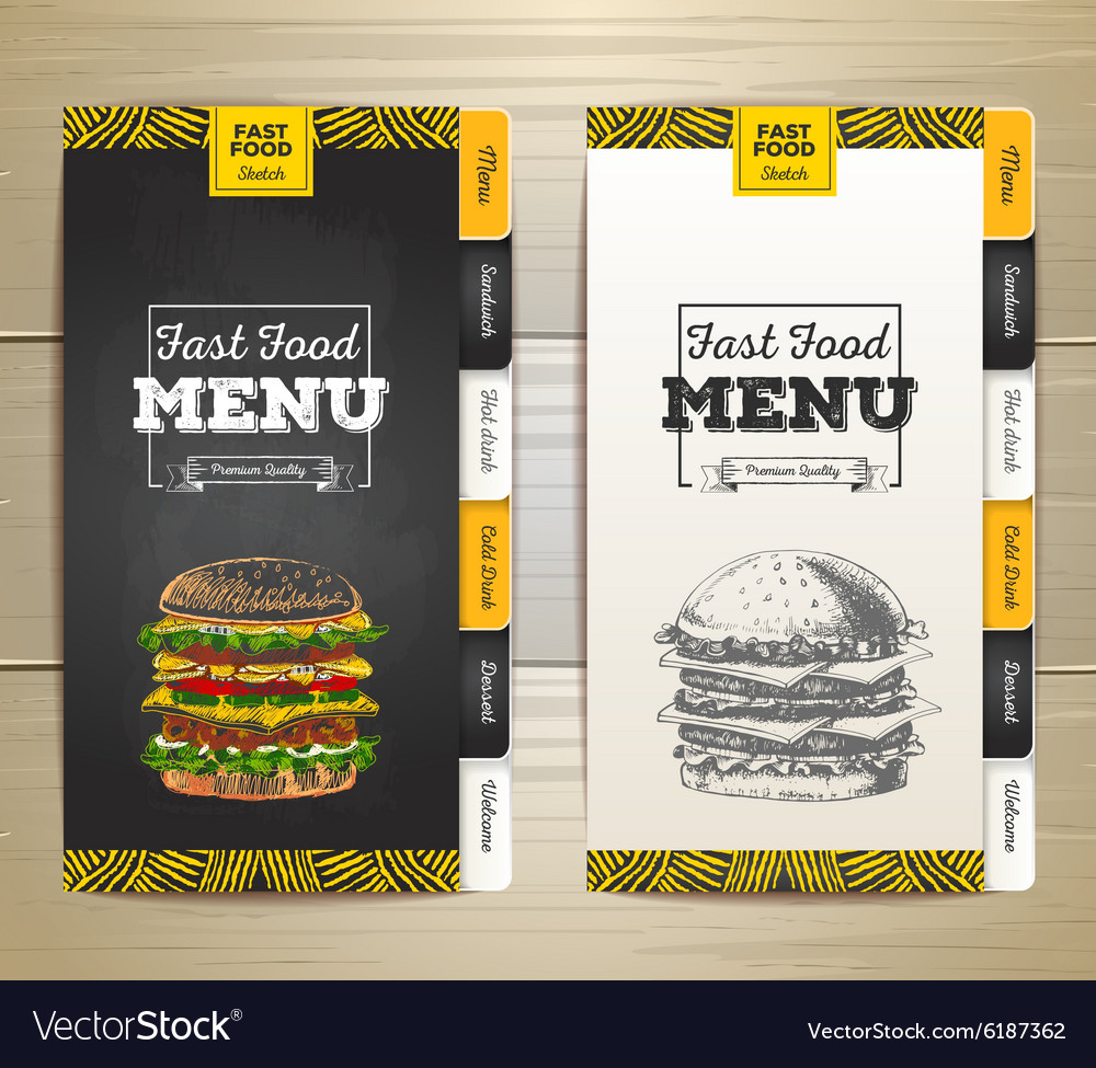 Vintage chalk drawing fast food menu Royalty Free Vector