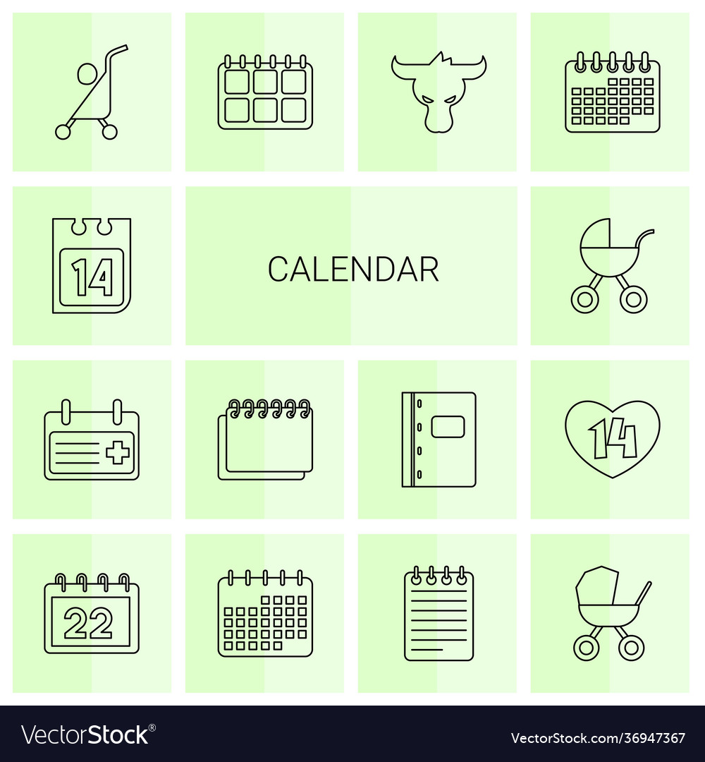 14 calendar icons Royalty Free Vector Image - VectorStock