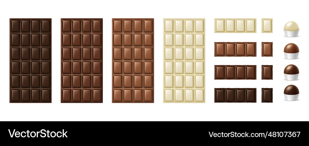 Chocolate bars pieces and candies realistic dark Vector Image