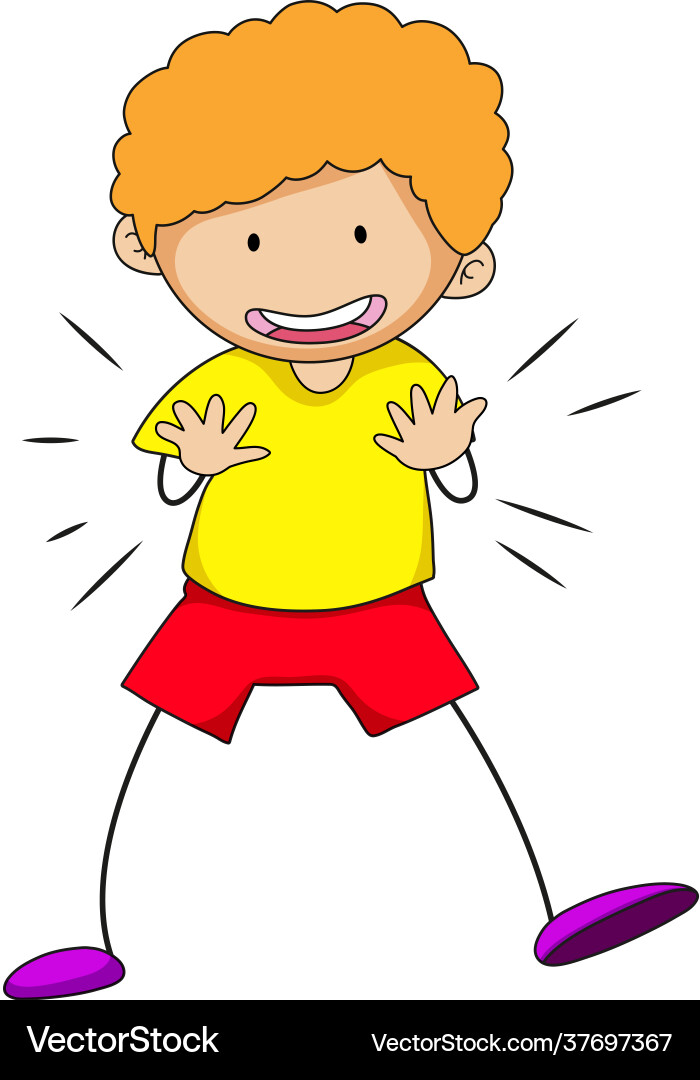 Cute boy cartoon character in hand drawn doodle Vector Image