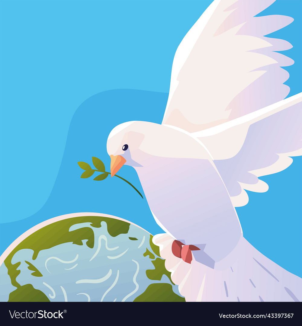 Dove with leaf and world Royalty Free Vector Image