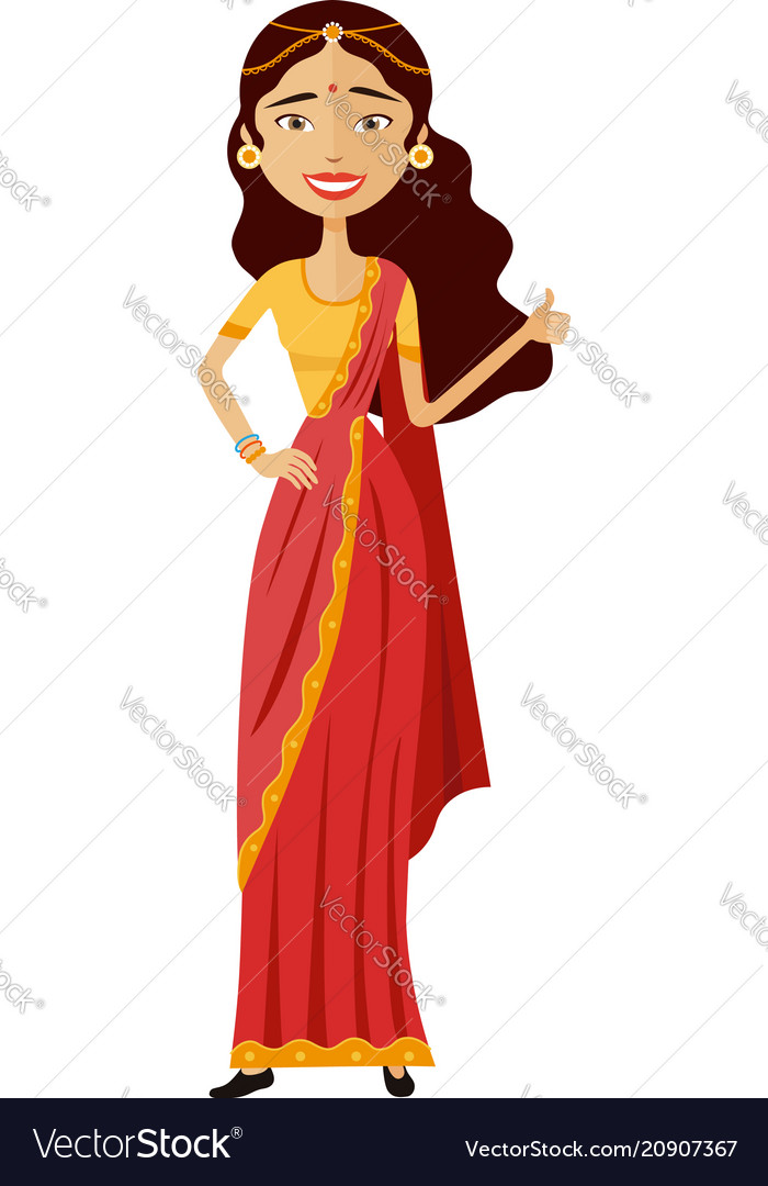 Glad young indian woman showing thumbs Royalty Free Vector