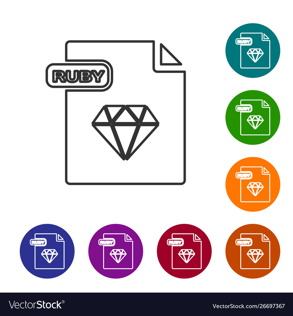 Grey line ruby file document download button vector image Grey line ruby file document download button