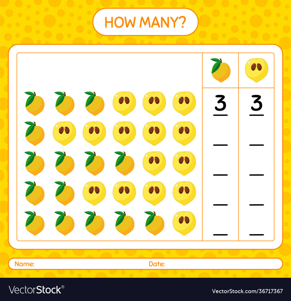 How many counting game with eggfruit worksheet