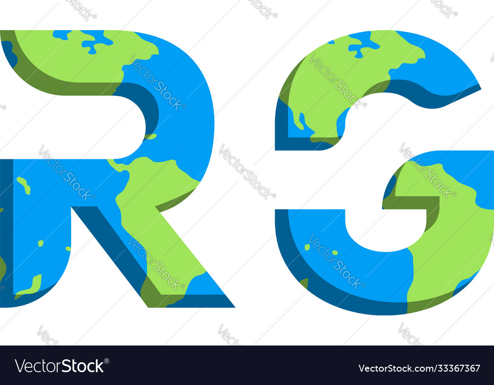 Initial rg logo design with world map style