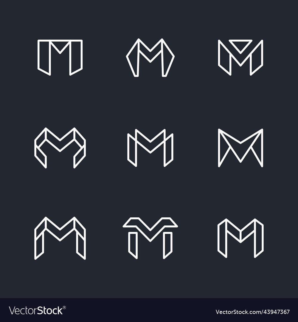Letter m logo collection m logotype font vector image Letter m logo collection m logotype font