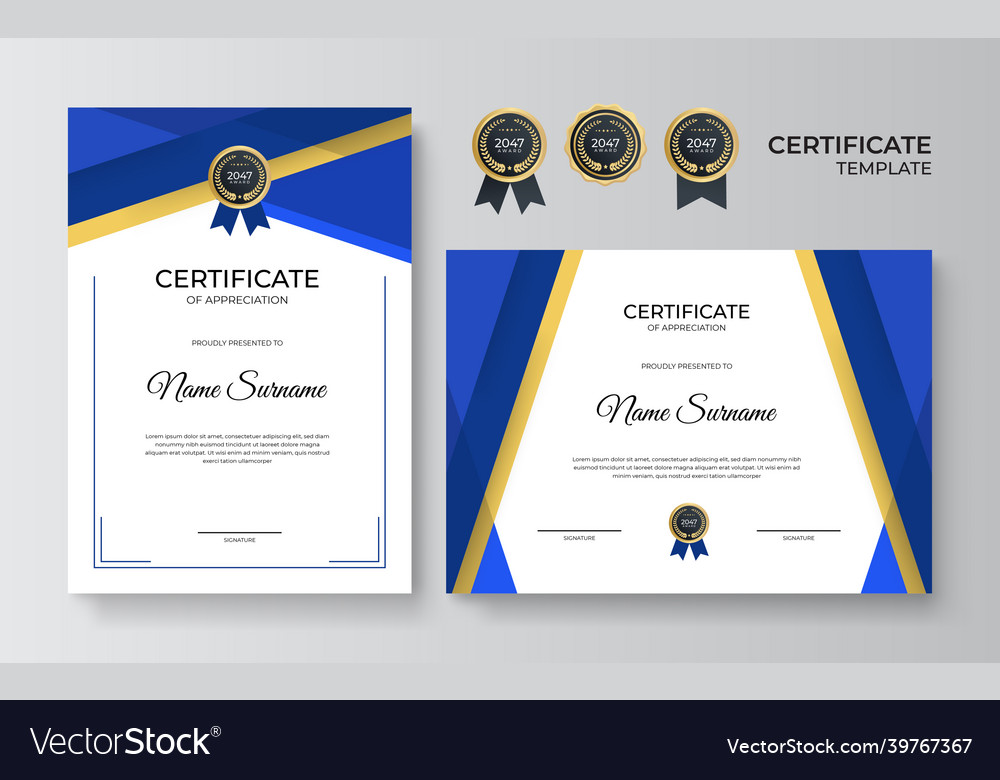 Modern Elegant Diploma Certificate Template Clean Vector Image