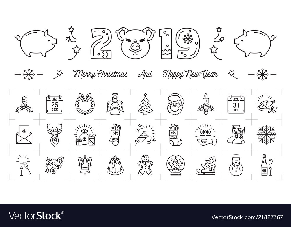 New Year Pig 2019 Icons