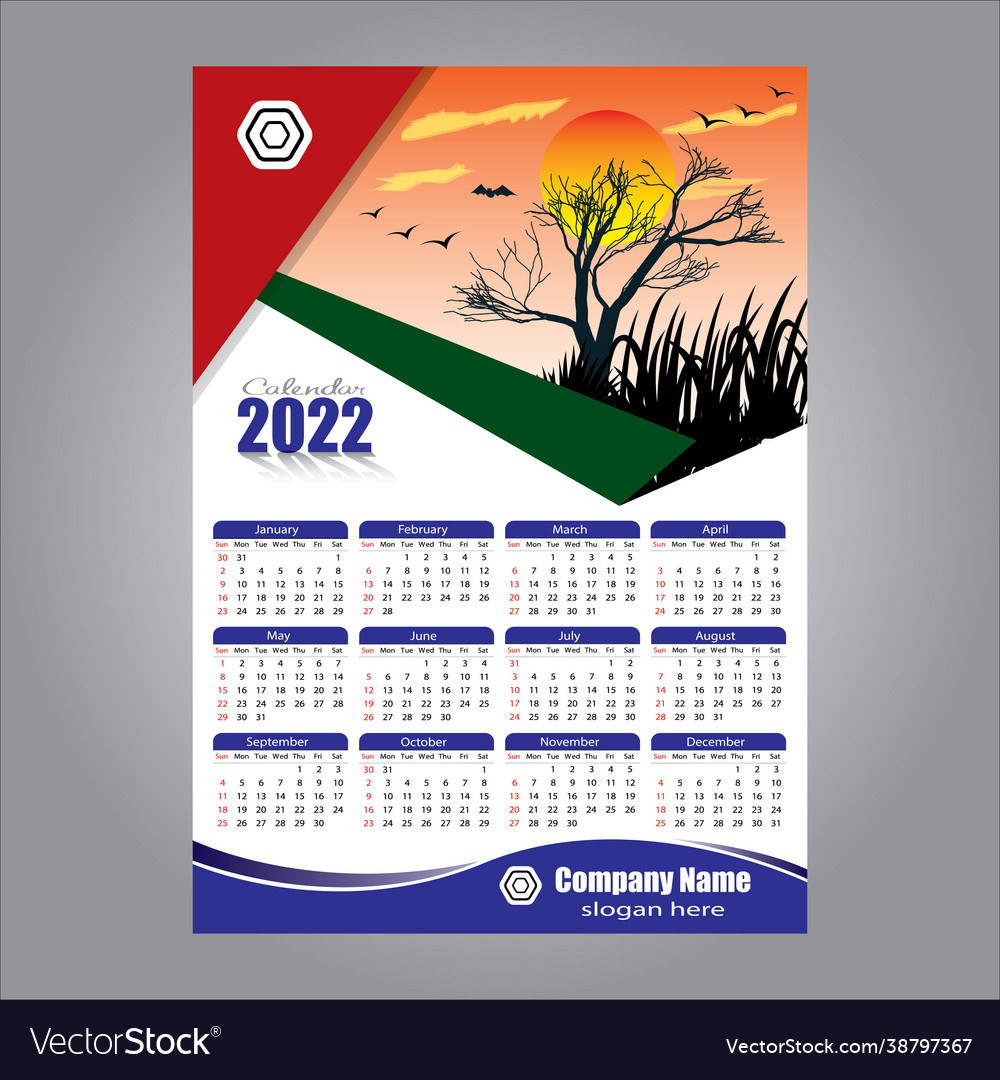 One page calendar 2022 design