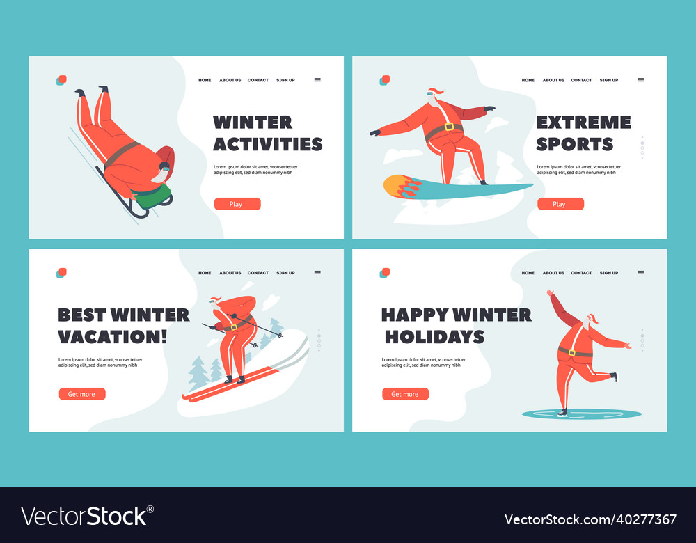 Santa claus winter sport activities landing page