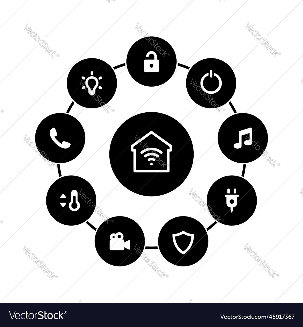 Set of simple icons on a theme smart house vector image Set of simple icons on a theme smart house