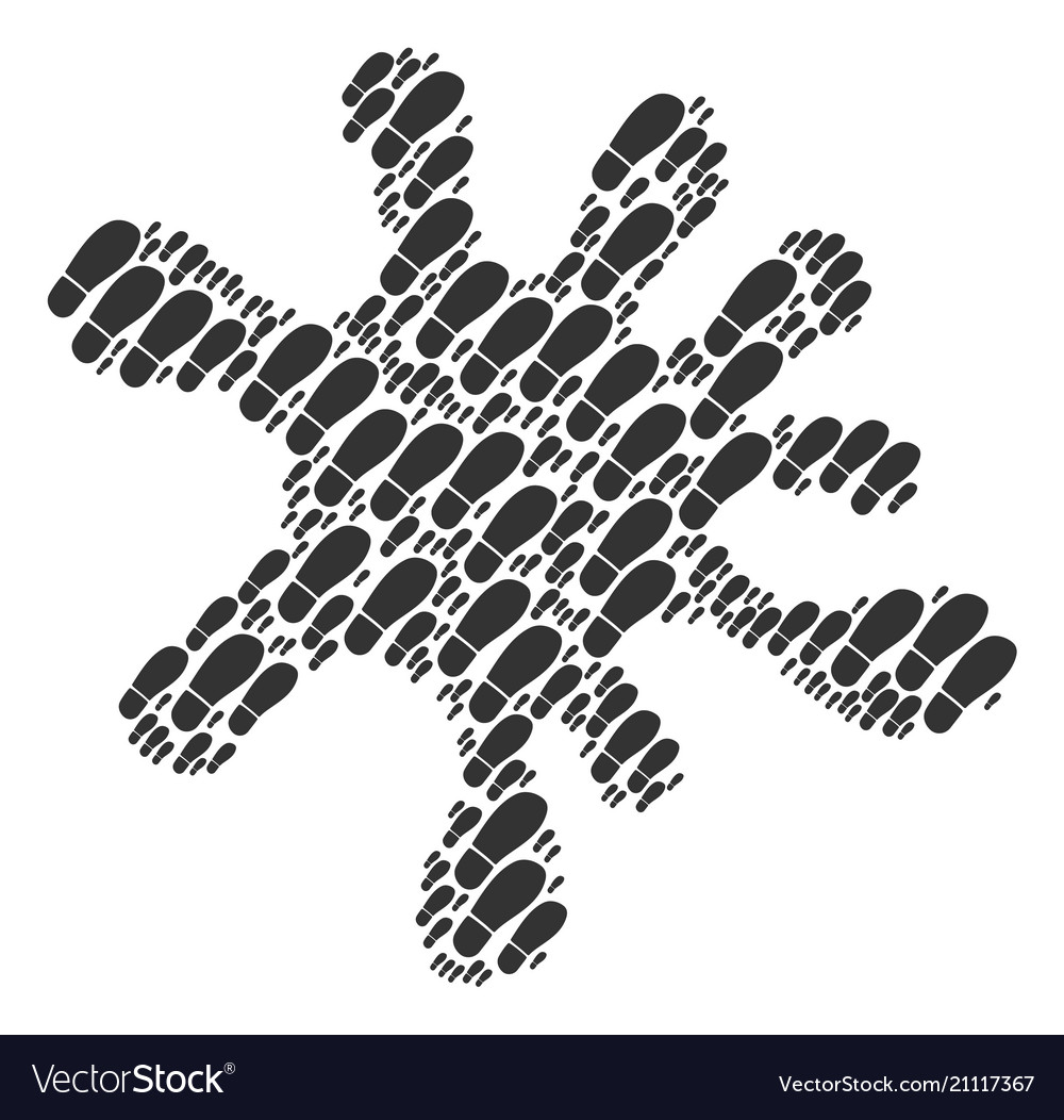 Splash shape of boot footprint icons vector image Splash shape of boot footprint icons