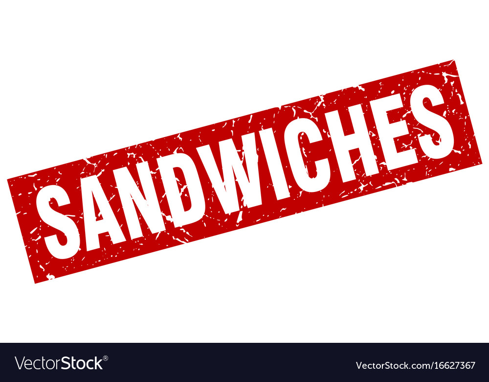 Square grunge red sandwiches stamp