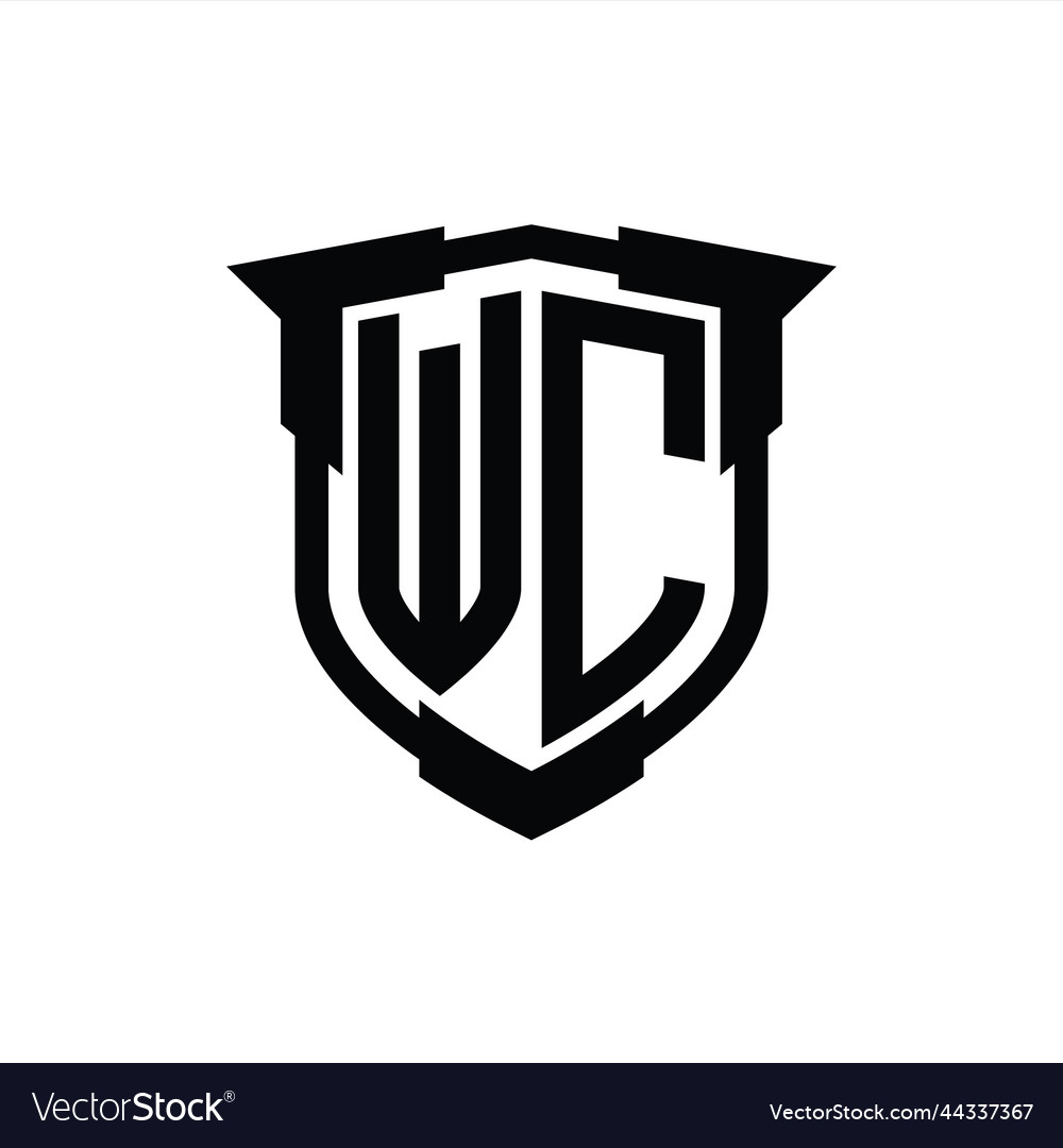 Wc logo monogram letter with shield shape design