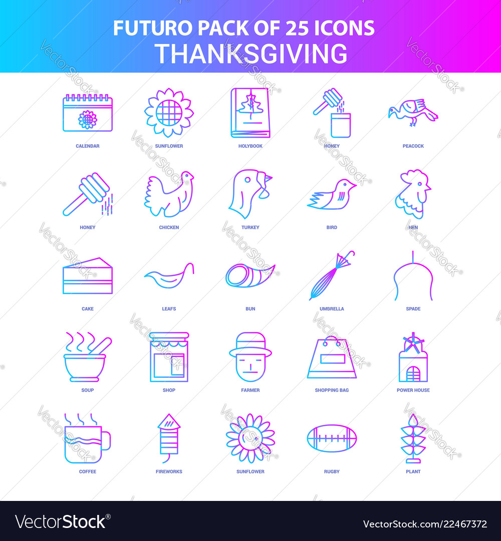 25 blue and pink futuro thanksgiving icon pack