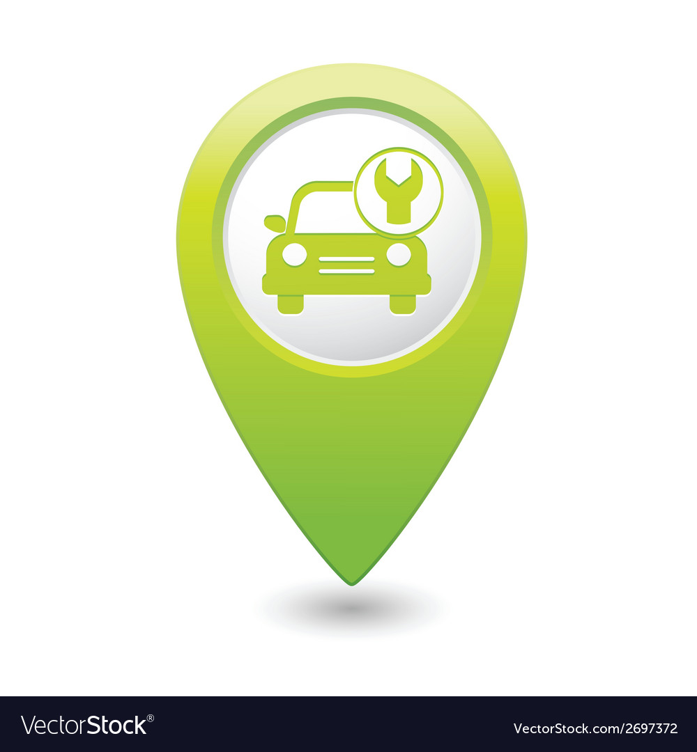 Car with tool icon map pointer green