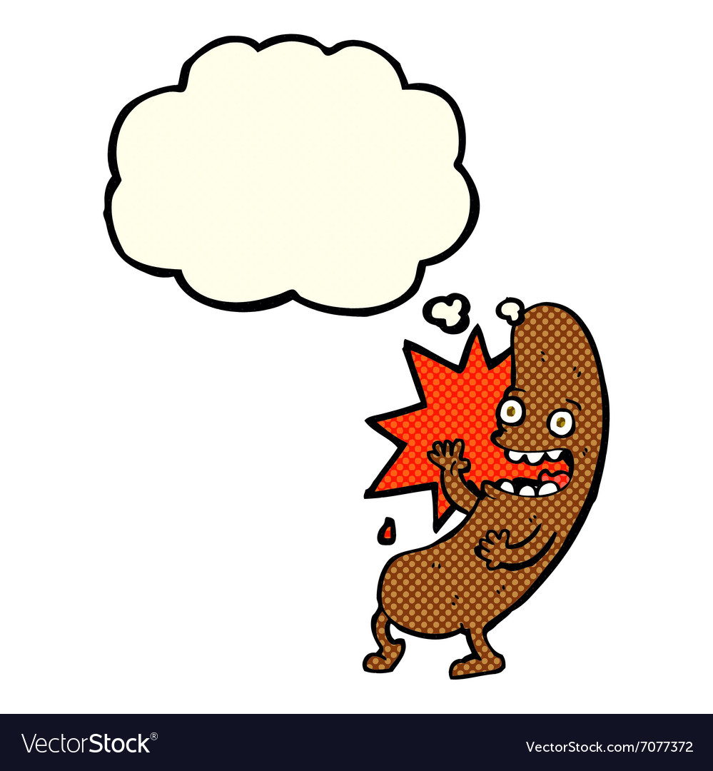 Cartoon sausage with thought bubble