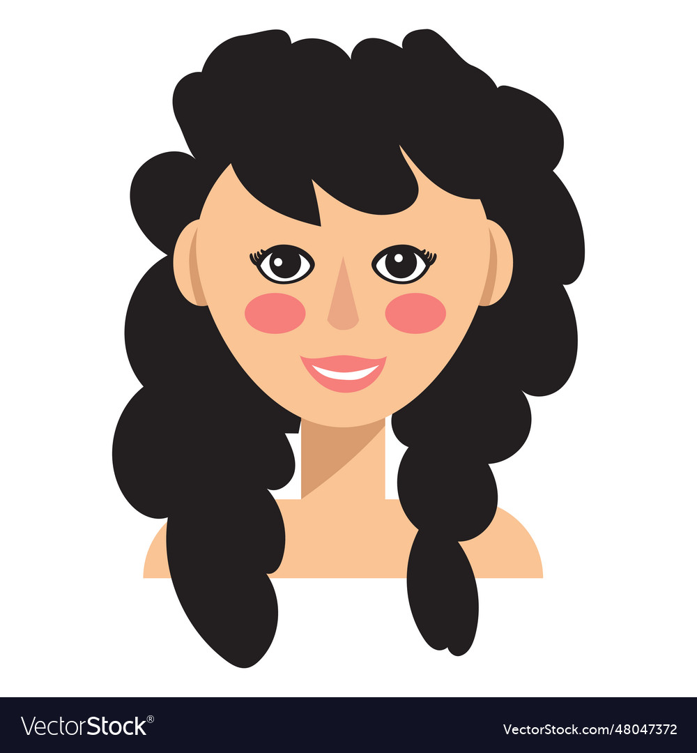 Curly brunette hair woman avatar Royalty Free Vector Image