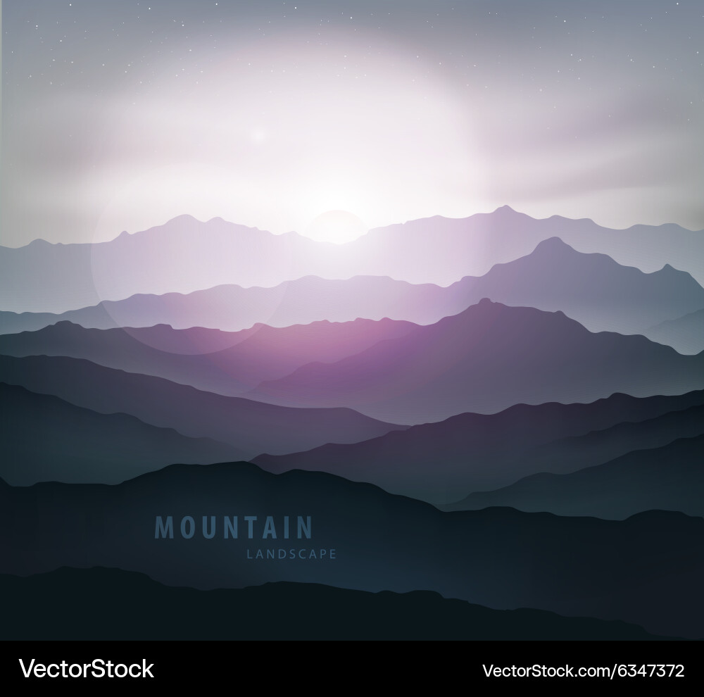 Dark Blue Mountain Landscape With Fog Royalty Free Vector