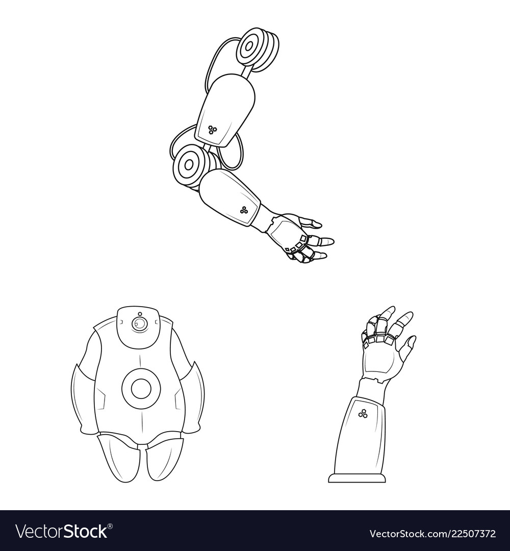 Design of robot and factory icon set Royalty Free Vector