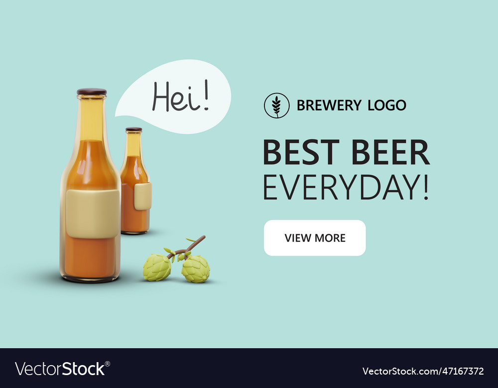 Funny 3d cartoon bottle of beer website page