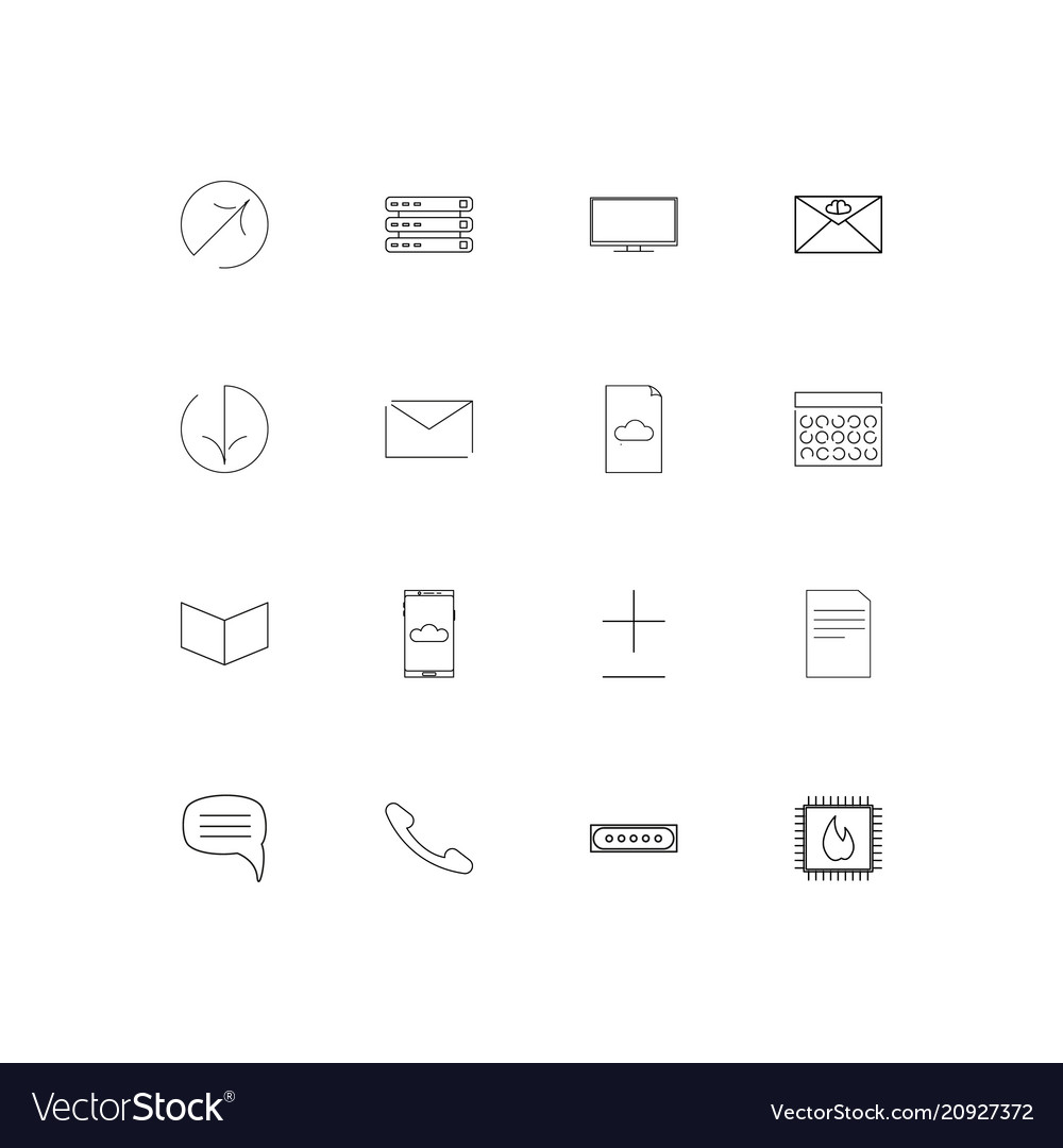 Internet technologies linear thin icons set