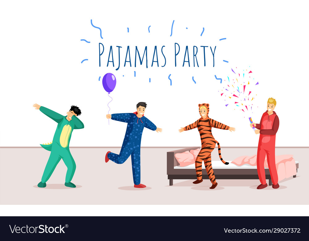 Pajamas Party Flat Banner Template Royalty Free Vector Image