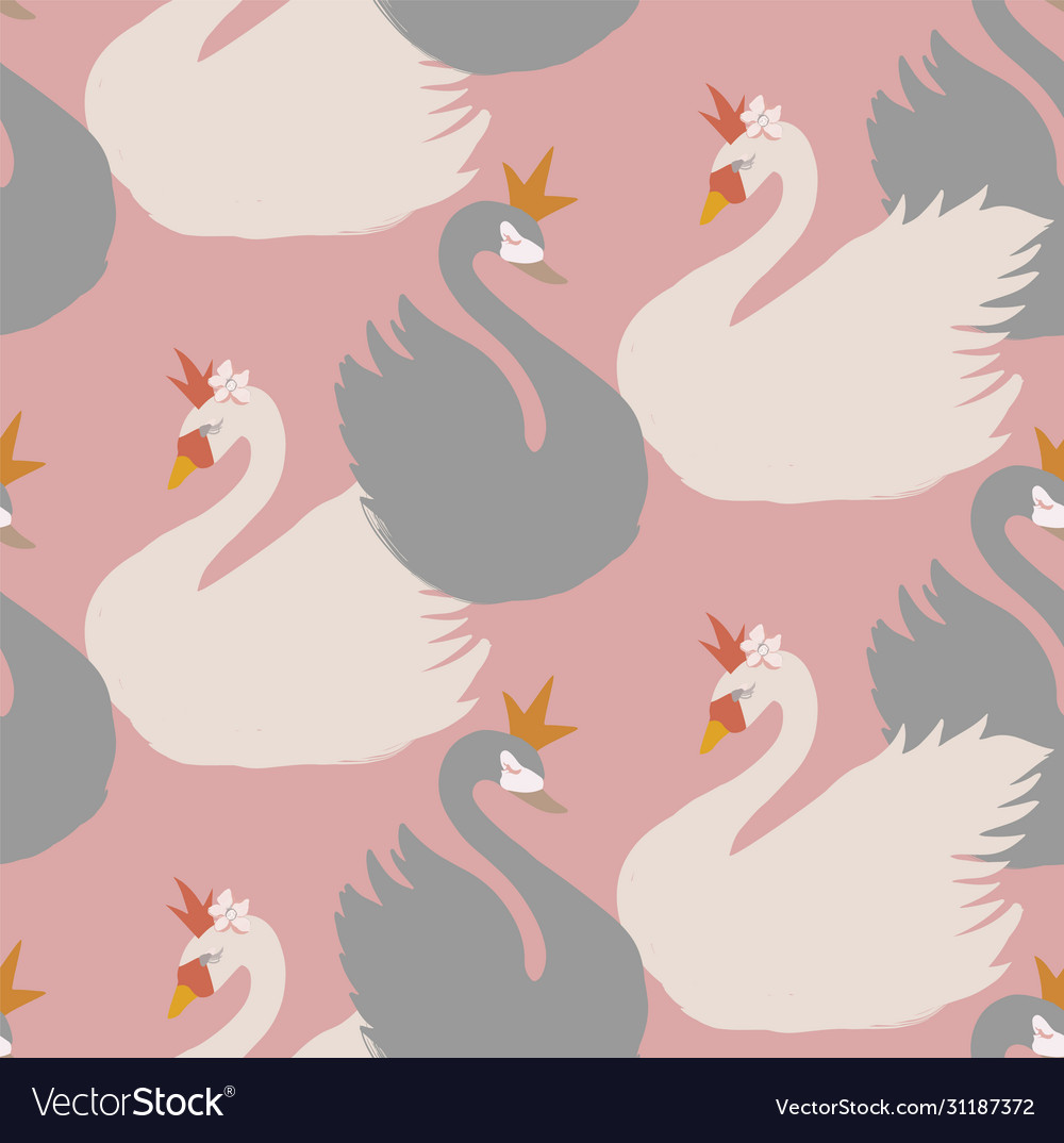Seamless pattern background with swans vector image Seamless pattern background with swans
