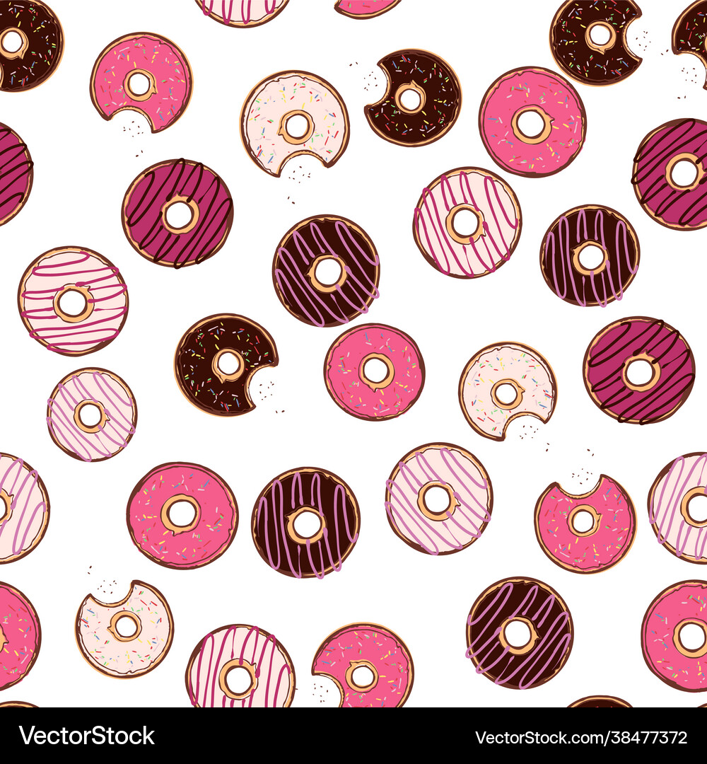 Seamless pattern with donuts Royalty Free Vector Image
