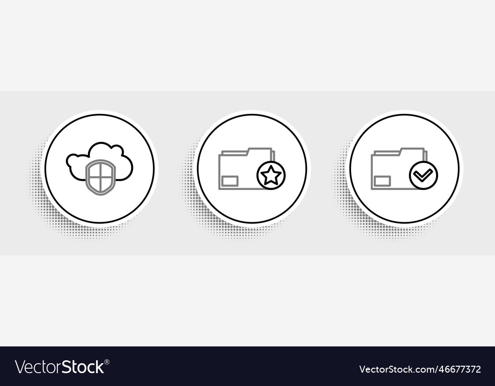 Set line document folder and check mark cloud vector image Set line document folder and check mark cloud