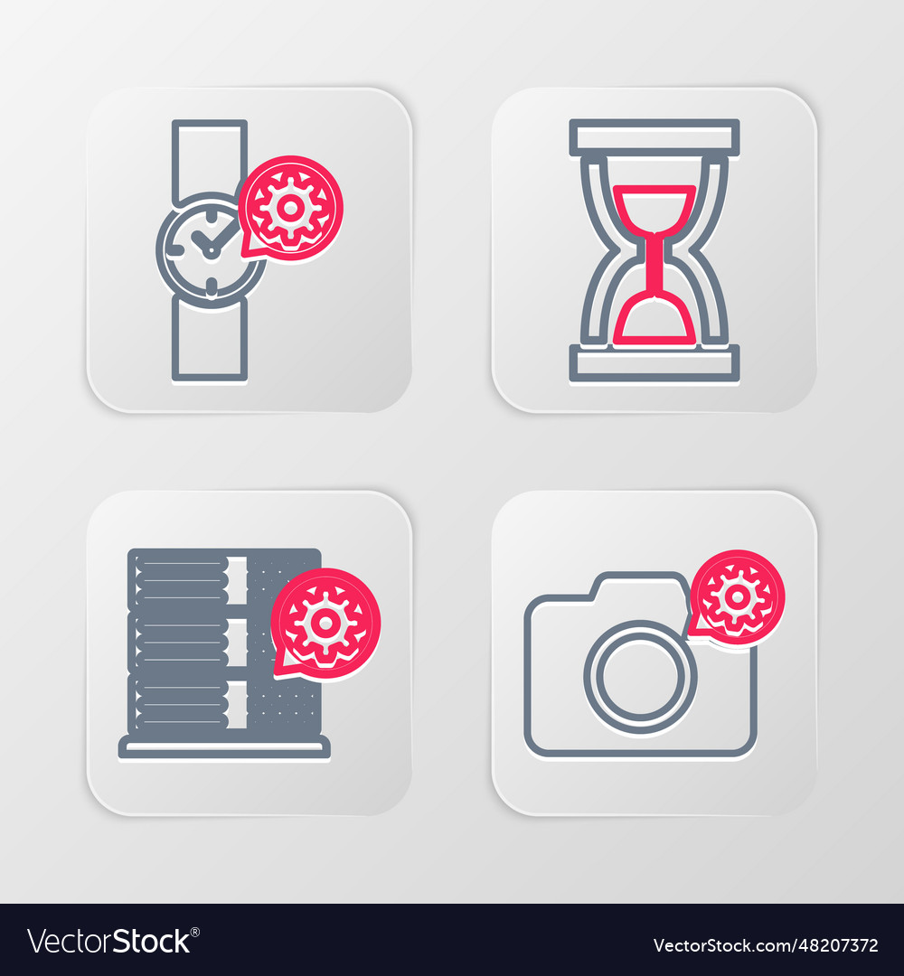 Set line photo camera setting server old vector image Set line photo camera setting server old