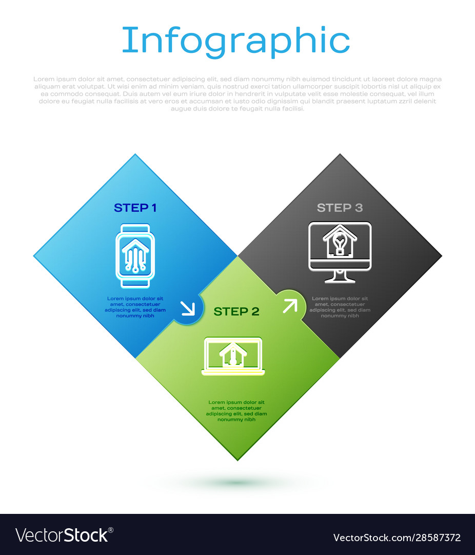 Set line smart home with watch computer Vector Image Set line smart home with watch computer