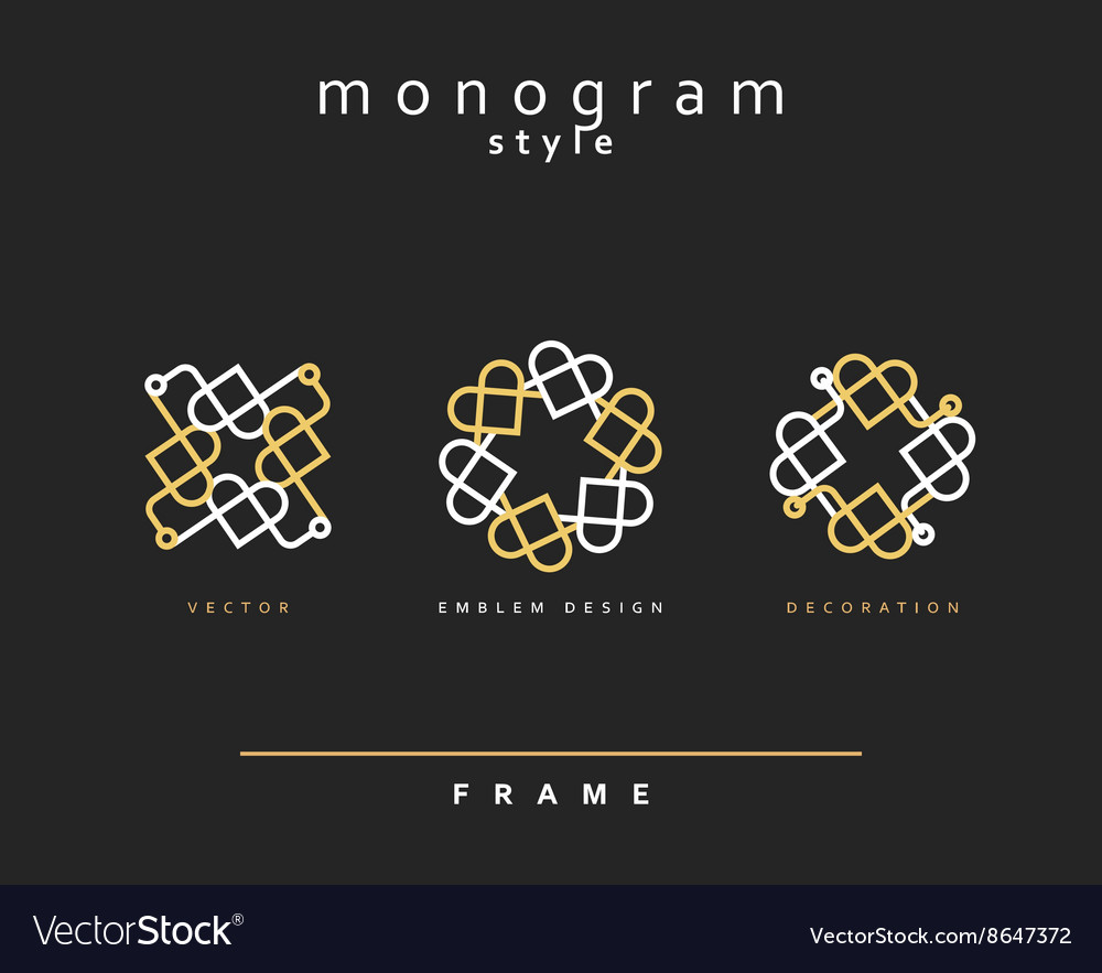 Set aus elegantem Monogramm Emblem Design