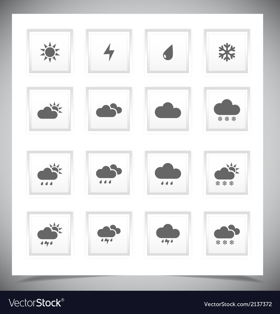 Set of grey weather buttons