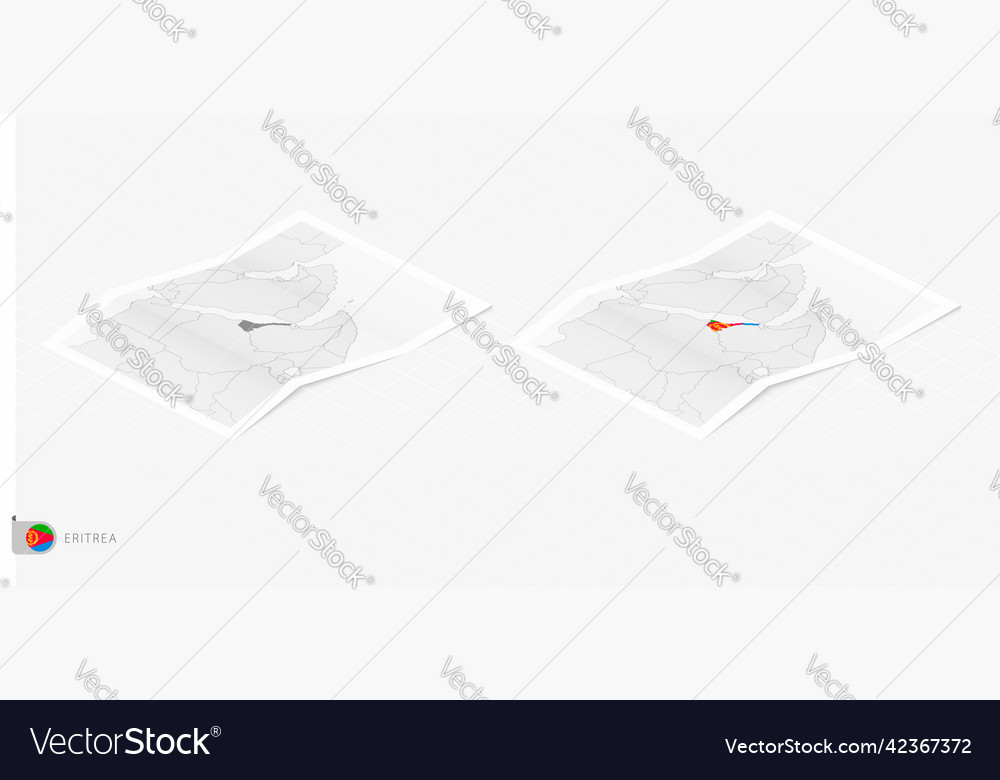 Set von zwei realistischen Karteneritrea mit Schatten vector image Set von zwei realistischen Karteneritrea mit Schatten