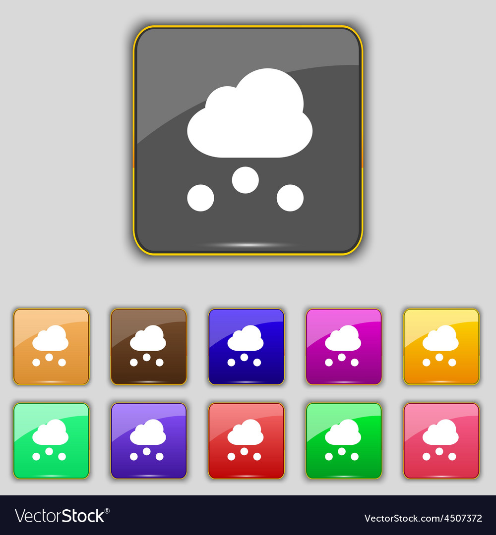 Snowing icon sign set with eleven colored buttons