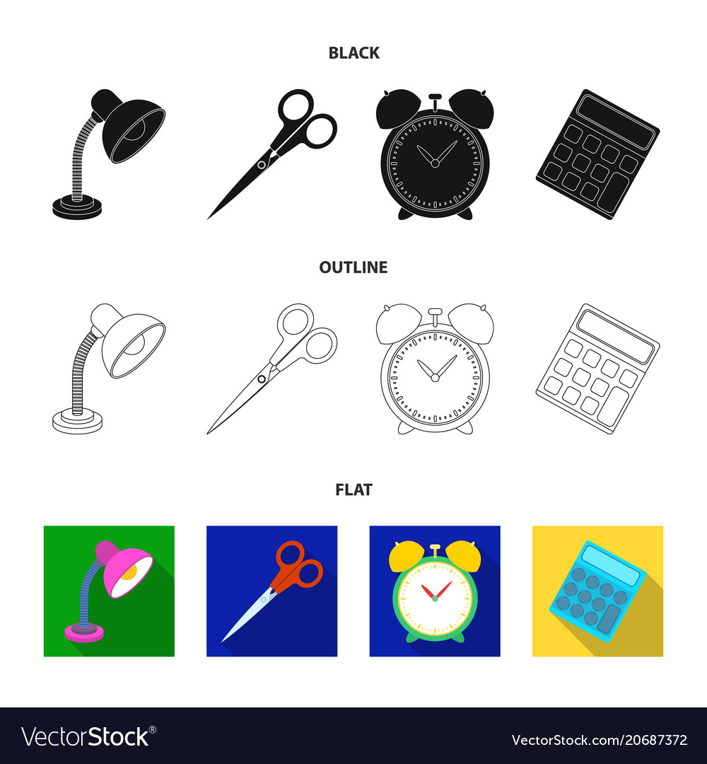 Table lamp scissors alarm clock calculator