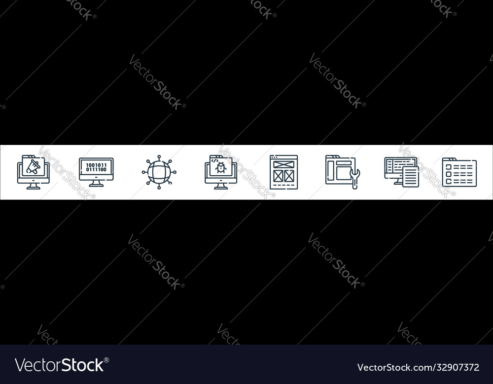 Web development line icons linear set quality