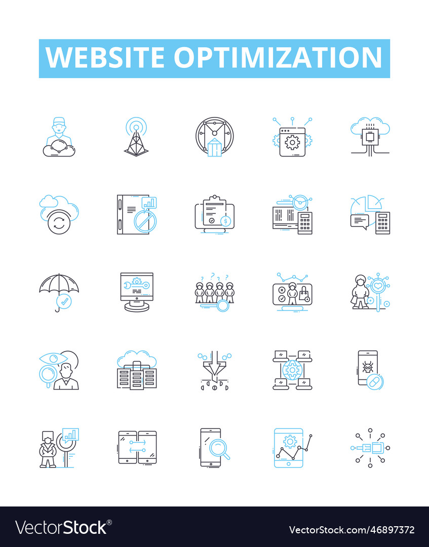 Website optimization line icons set vector image Website optimization line icons set