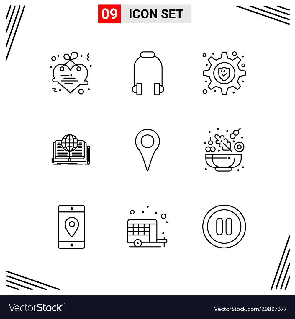 9 icons line style grid based creative outline vector image 9 icons line style grid based creative outline