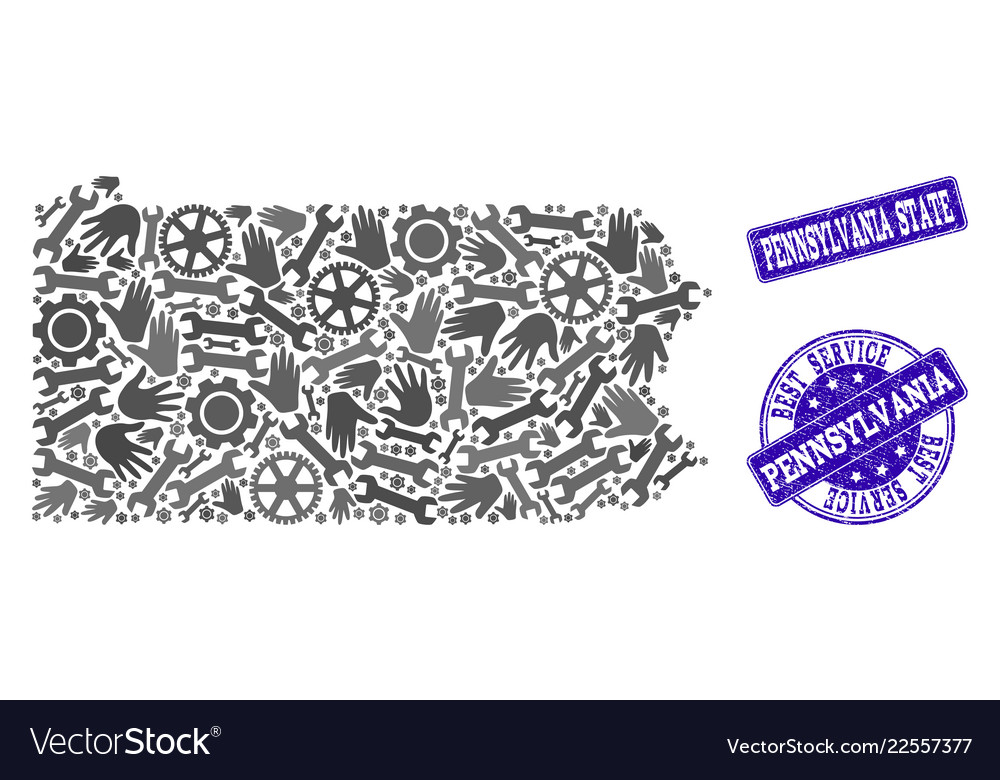 Beste Service Collage der Karte pennsylvania Zustand vector image Beste Service Collage der Karte pennsylvania Zustand