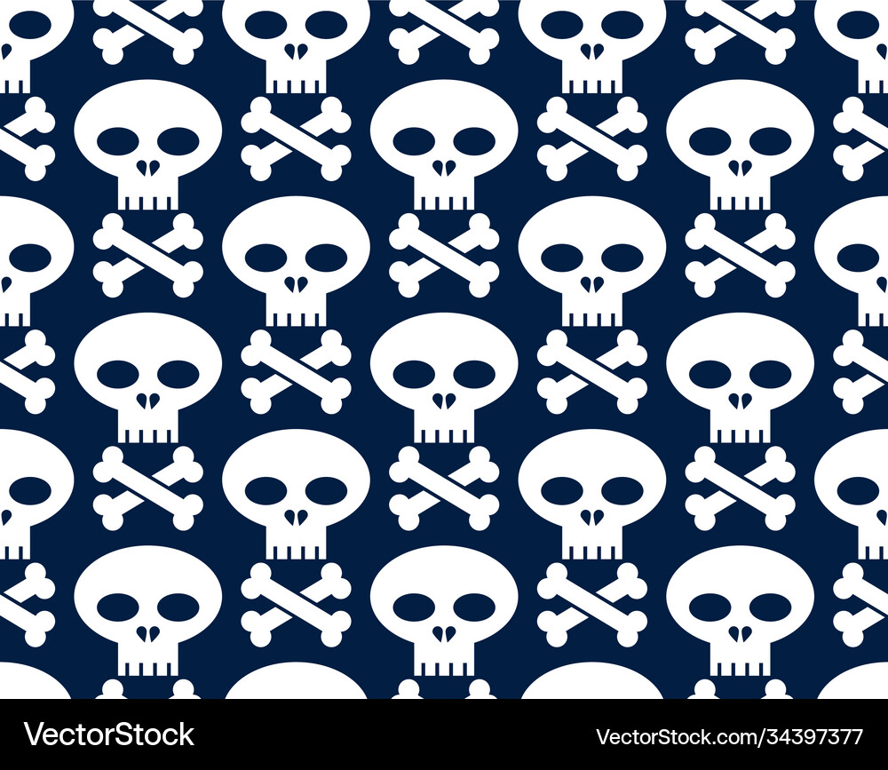 Black skulls seamless background endless pattern Vector Image