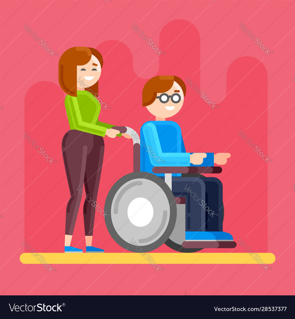 Caring for invalid disabled person care vector image Caring for invalid disabled person care