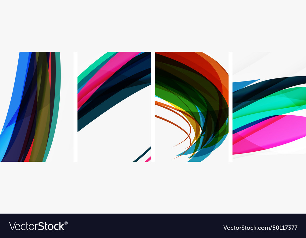 Colorful wave lines poster set for wallpaper Vector Image