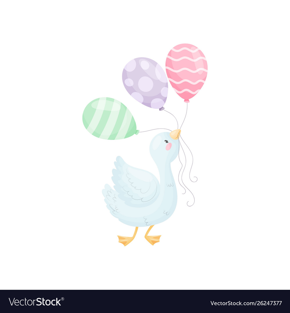 Cute gosling with balloons